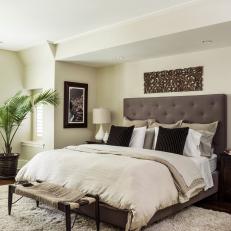 Brown Tropical Bedroom With Palm