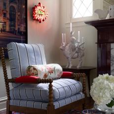Eclectic Sitting Room With Striped Chair