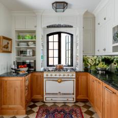 Traditional Chef Kitchen With Checkered Floor