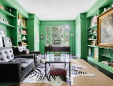 Wall-To-Wall Built-Ins in Bright Green Office