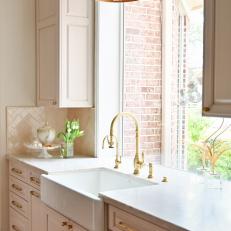 White French Country Kitchen With Tulips