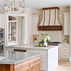 White French Country Kitchen With Hydrangeas