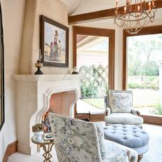 French Country Sitting Area With Floral Armchairs