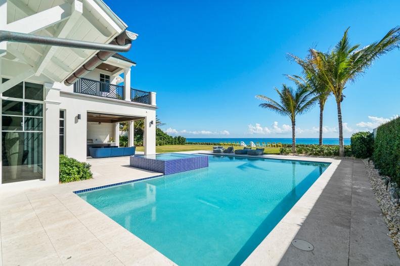 Modern Swimming Pool, Stone Deck, Ocean Views, Palm Trees
