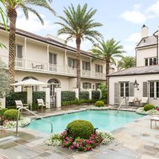 New Orleans Pool and Patio With Palm Trees and French Quarter Style 
