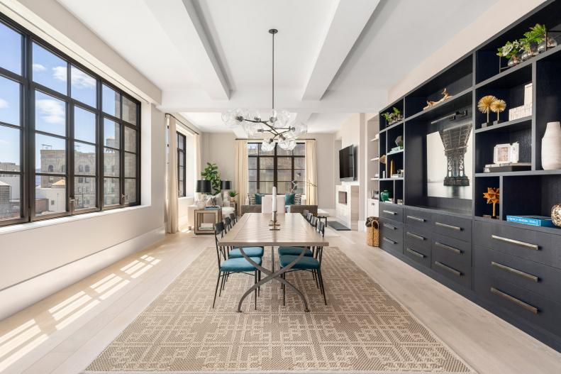 Dining Area With Black Shelf