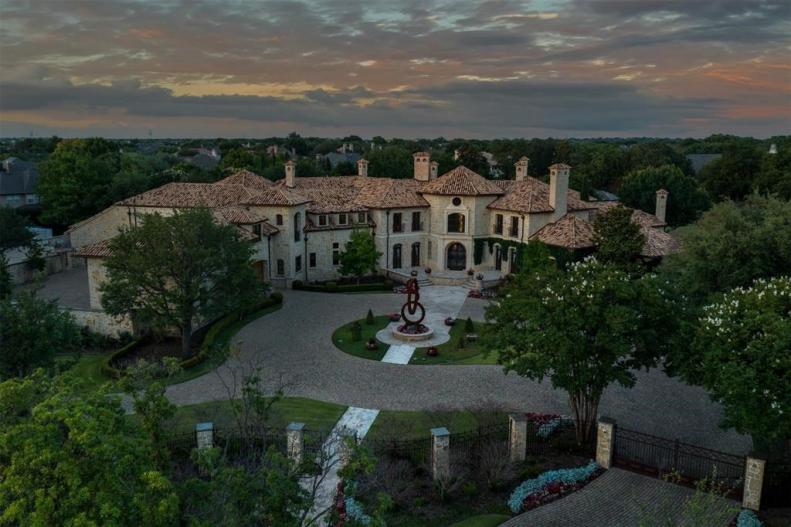 Stone Mansion With Tile Roof