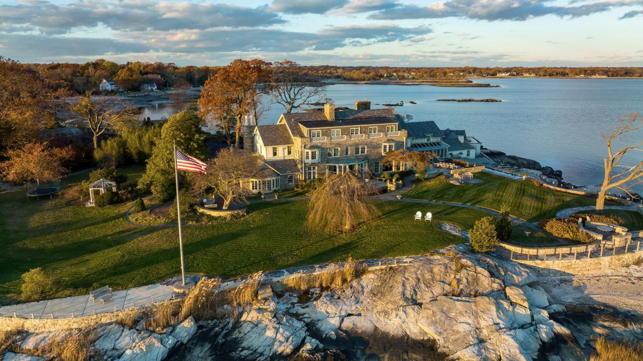 Private Island Mansion on Long Island Sound With Guest Cottage