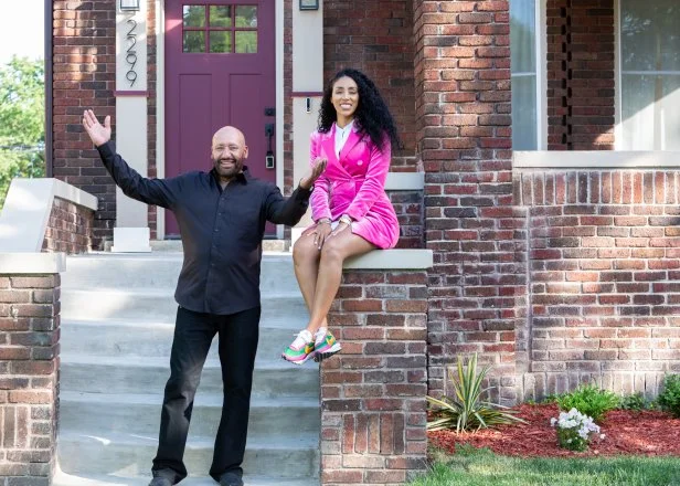 Daughter and Father duo, Kristyn and Pancho Patterson, outside of their latest Detroit home renovation project.
