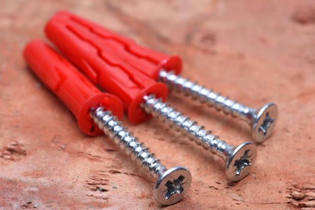 Plastic Wall Anchors With Screws Close Up
