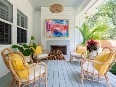 Colorful Deck With Boho Chairs and Abstract Art
