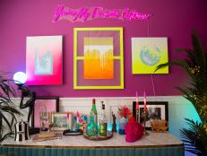 Vintage Hutch and Neon Sign