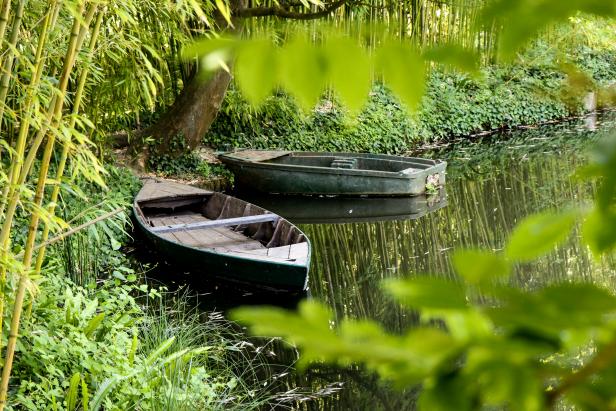 Boats on Monet's Garden at Giverny, France, Italy