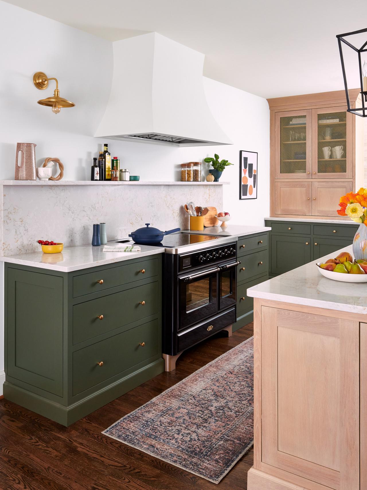 Tour a Traditional Green Kitchen With Two Tone Cabinets   HGTV