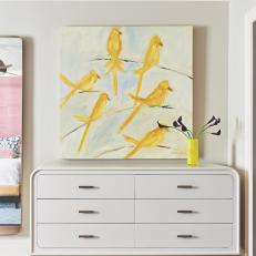 White Dresser and Yellow Bird Art