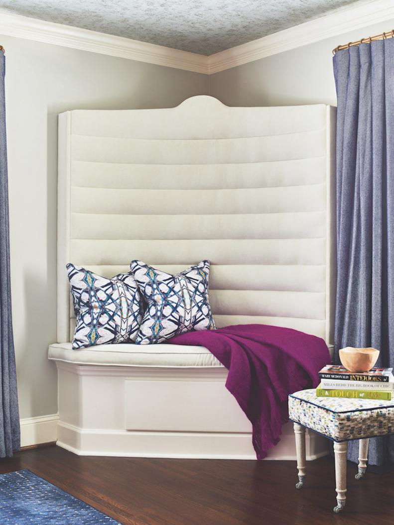 White Bench and Purple Throw
