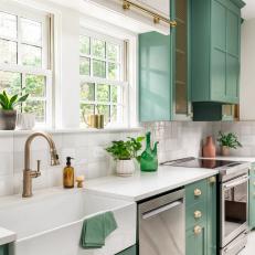Charming Green & White Historic Kitchen 