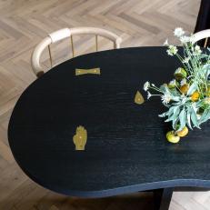 Black Dining Table With Bronze Hand
