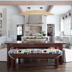 Neutral Eat In Kitchen With Patterned Bench