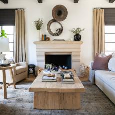 Neutral Transitional Living Room With French Horn