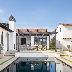 Mediterranean Courtyard With Pool