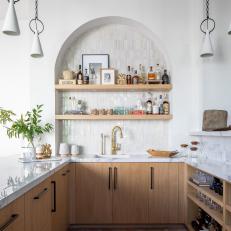 White Mediterranean Bar With Arched Niche