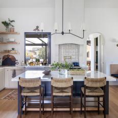 Neutral Open Plan Kitchen With Gray Window