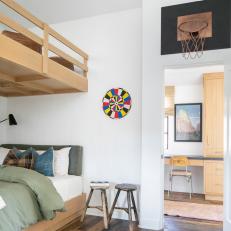 Rustic Kids Room With Basketball Hoop