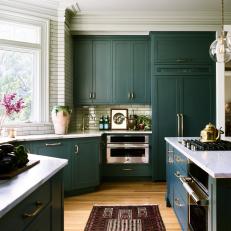 Emerald Green Cabinets in a Victorian Kitchen