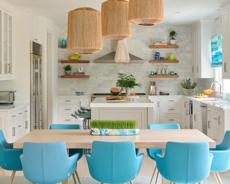 Blue Dining Chairs in Kitchen