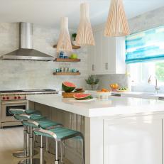 Beachy Kitchen With Extended Backsplash Walls