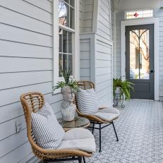 Gray Front Porch With Graphic Tile