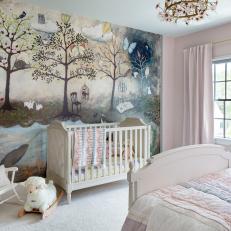 Pink Nursery With Custom Mural