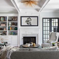White Living Room With Fireplace