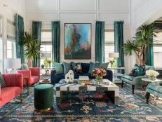 Dramatic, Eye-Catching Living Room Decorated in Jewel Tones