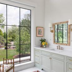Bathroom With Pops of Color and Natural Light