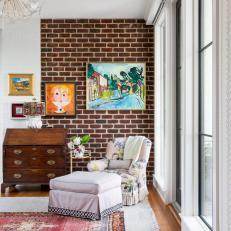 Family Room With Mixed Brick Walls