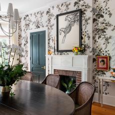 Floral Wallpaper in Classic Dining Room