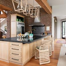 Neutral Kitchen With Exposed Brick Wall