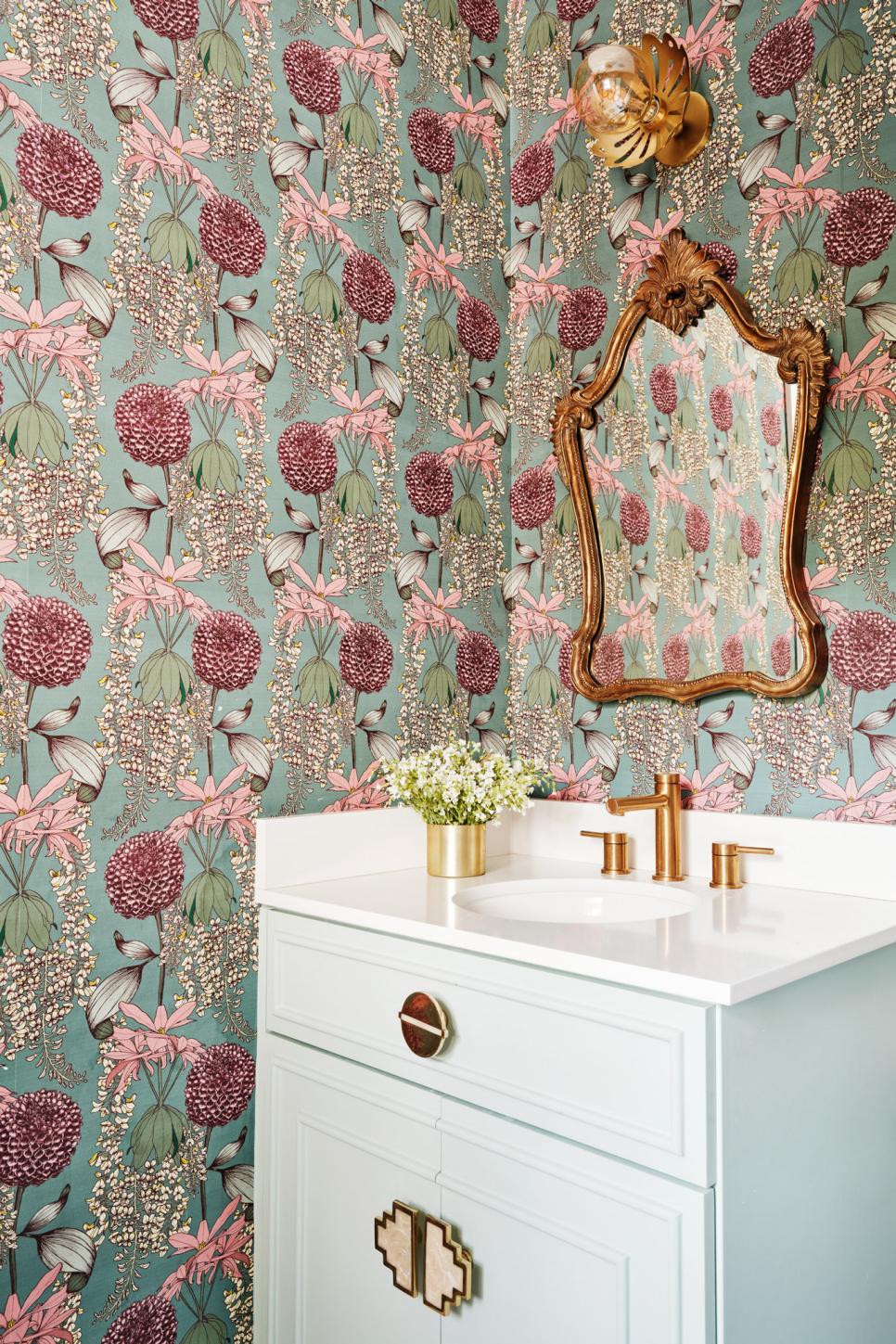 Colorful Bathroom With Floral Wallpaper HGTV