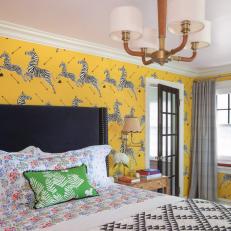 Yellow Zebra Wallpaper in Bedroom