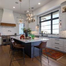 White Transitional Kitchen With Subway Tile
