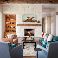 Transitional Neutral Living Room With Velvet Sofa