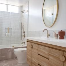 Contemporary Scandinavian Bathroom With Pattern Tile Floor