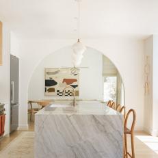 Contemporary Scandinavian Eat In Kitchen With Marble Island