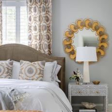 Transitional Bedroom With Leather Headboard