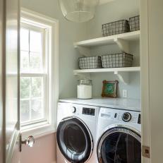 White Laundry Room With Wire Baskets