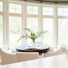 Transitional Breakfast Nook With White Chairs