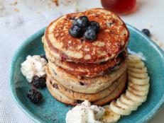Vegan Banana and Blueberry Pancakes Horizontal