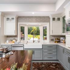 Transitional Kitchen With Gray Cabinets